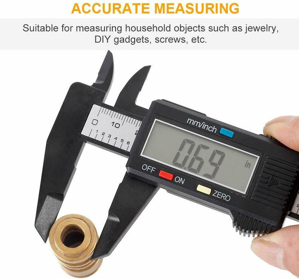 Digital Caliper Electronic Gauge Carbon Fiber Vernier Micrometer Ruler 150mm 6 - Nioor