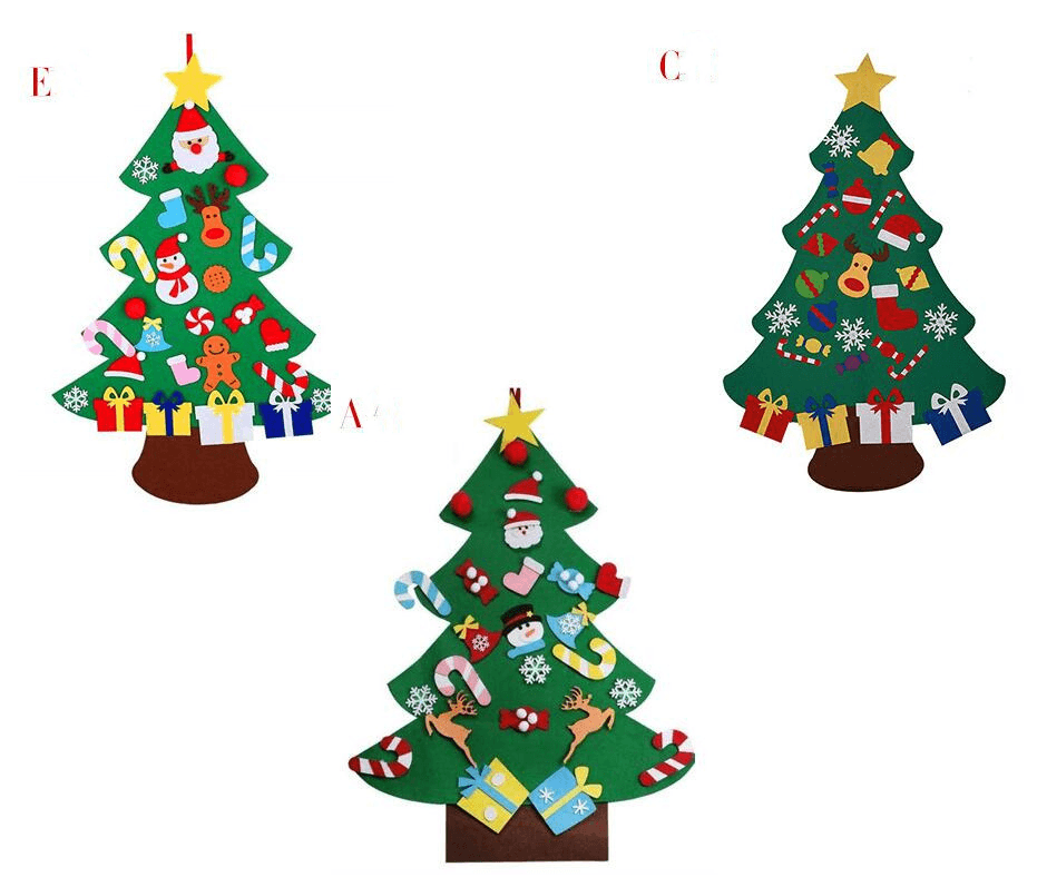 DIY Felt Christmas Tree New Year Toddler Kids Handmade Gift Toys Door Wall Hanging Ornaments Holiday Party Home Decor Set - Nioor