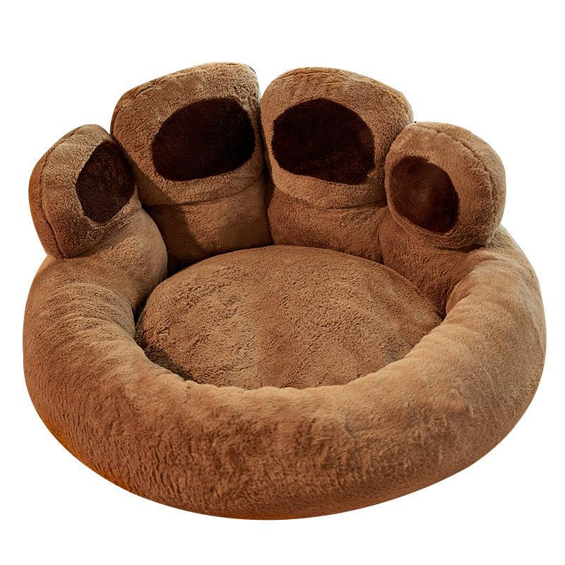 Dog Bed Cat Mat Round Large Pet House Long Plush Deep Sleeping Warm Bear Paw Shape Super Soft Cushion Calm Beds - Nioor