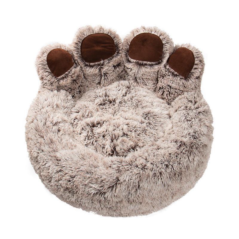 Dog Bed Cat Mat Round Large Pet House Long Plush Deep Sleeping Warm Bear Paw Shape Super Soft Cushion Calm Beds - Nioor