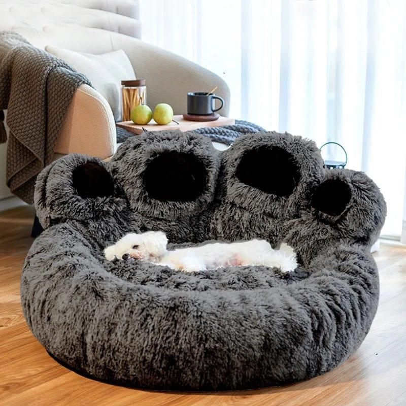 Dog Bed Cat Mat Round Large Pet House Long Plush Deep Sleeping Warm Bear Paw Shape Super Soft Cushion Calm Beds - Nioor