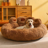 Dog Bed Cat Mat Round Large Pet House Long Plush Deep Sleeping Warm Bear Paw Shape Super Soft Cushion Calm Beds - Nioor