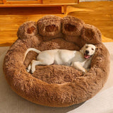 Dog Bed Cat Mat Round Large Pet House Long Plush Deep Sleeping Warm Bear Paw Shape Super Soft Cushion Calm Beds - Nioor