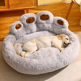 Dog Bed Cat Mat Round Large Pet House Long Plush Deep Sleeping Warm Bear Paw Shape Super Soft Cushion Calm Beds - Nioor