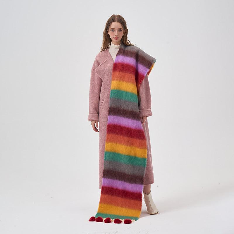 Dopamine Color Striped Shawl Winter - Nioor