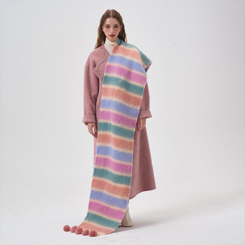 Dopamine Color Striped Shawl Winter - Nioor