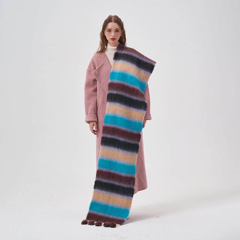 Dopamine Color Striped Shawl Winter - Nioor