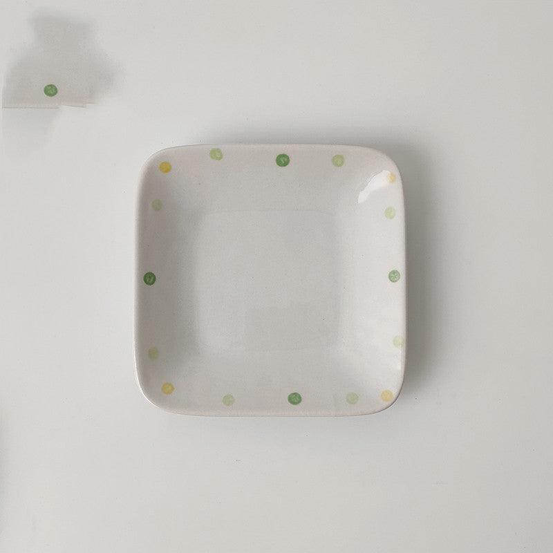 Dot Ceramic Plate Set Small Breakfast Plate Dessert Plate Flavor Plate Oval Plate - Nioor