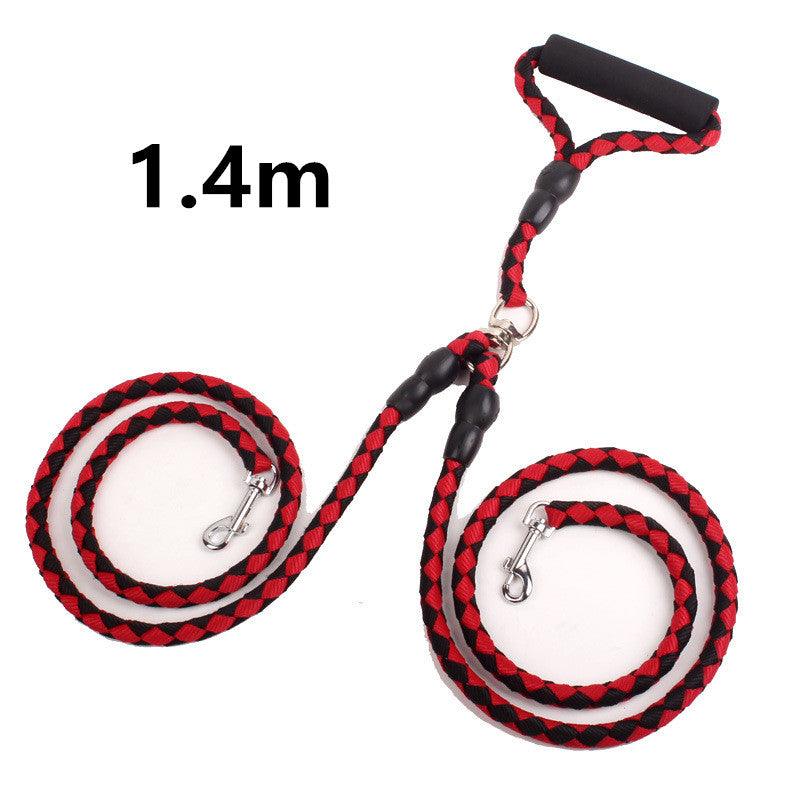 Double-Ended Traction Rope For Walking The Dog Hand-Double-Ended Traction Rope One Plus Two Leash Collar Pet Supplies Dog Collar - Nioor