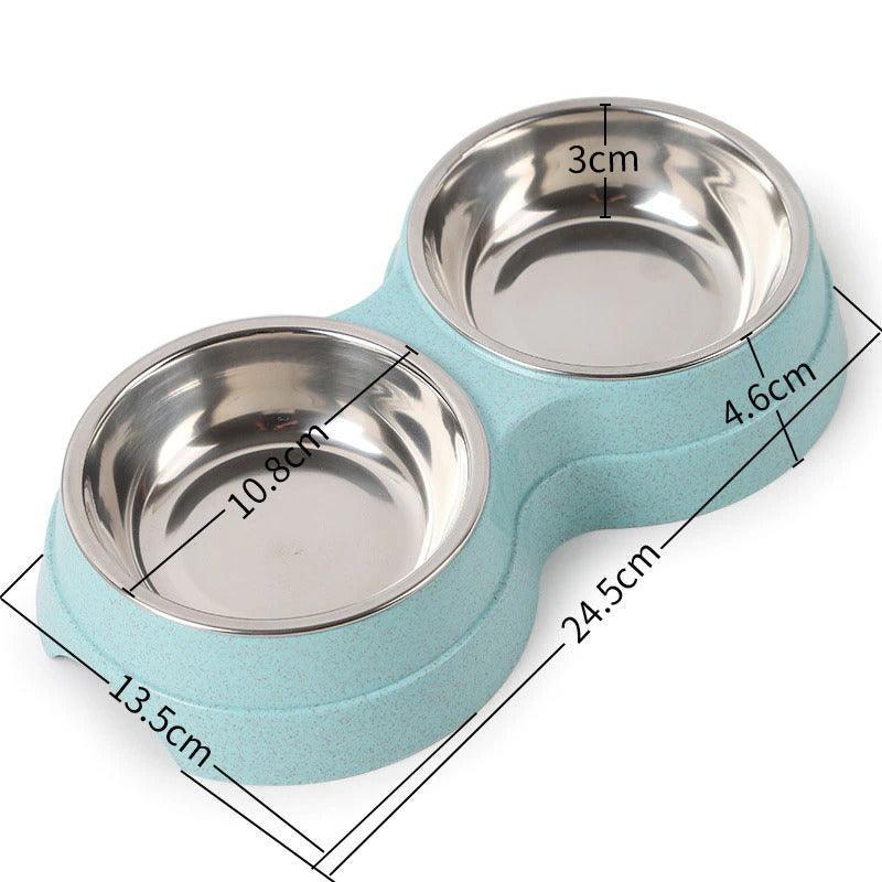 Double Pet Bowls Dog Food Water Feeder Stainless Steel Pet Drinking Dish Feeder Cat Puppy Feeding Supplies Small Dog Accessories - Nioor