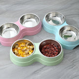 Double Pet Bowls Dog Food Water Feeder Stainless Steel Pet Drinking Dish Feeder Cat Puppy Feeding Supplies Small Dog Accessories - Nioor