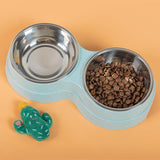 Double Pet Bowls Dog Food Water Feeder Stainless Steel Pet Drinking Dish Feeder Cat Puppy Feeding Supplies Small Dog Accessories - Nioor