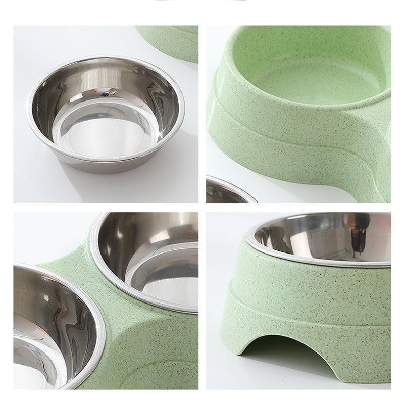 Double Pet Bowls Dog Food Water Feeder Stainless Steel Pet Drinking Dish Feeder Cat Puppy Feeding Supplies Small Dog Accessories - Nioor