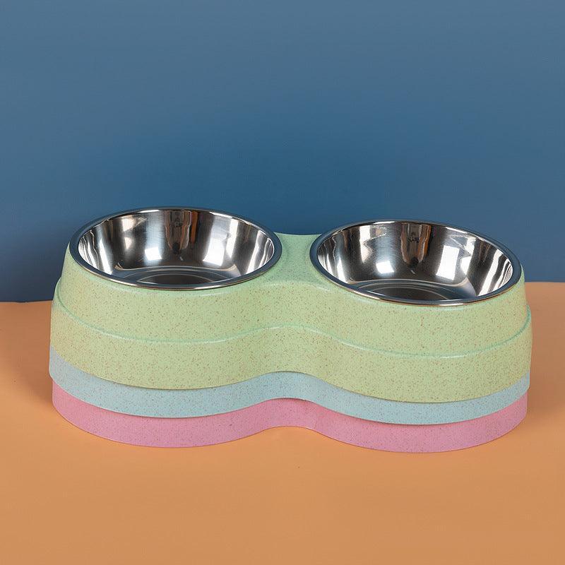 Double Pet Bowls Dog Food Water Feeder Stainless Steel Pet Drinking Dish Feeder Cat Puppy Feeding Supplies Small Dog Accessories - Nioor