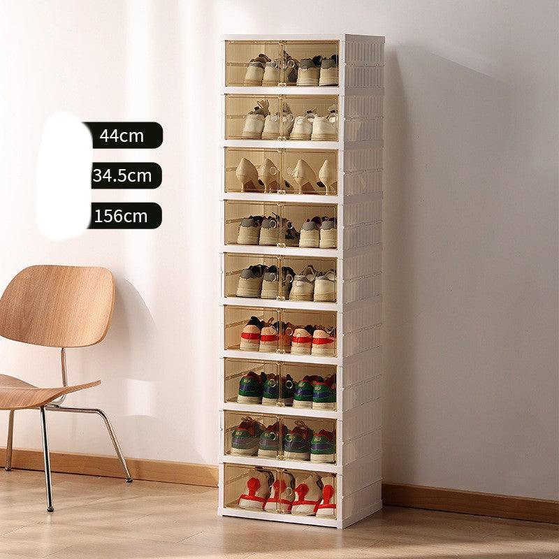 Double Row Folding Shoe Box Transparent Storage Rack Installation - Nioor