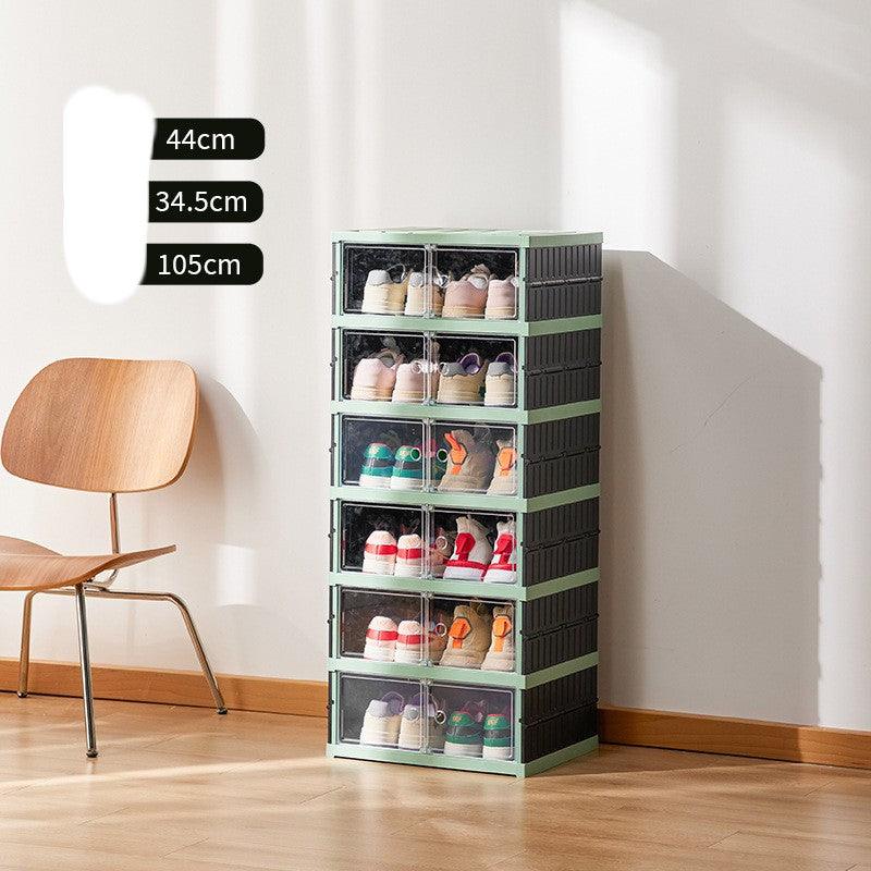 Double Row Folding Shoe Box Transparent Storage Rack Installation - Nioor