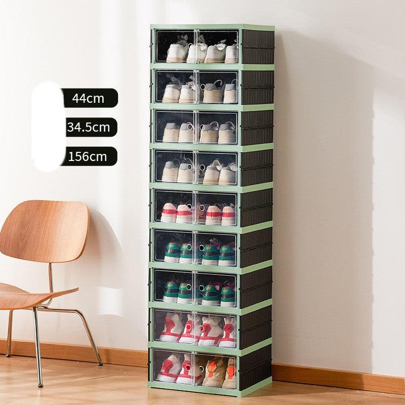 Double Row Folding Shoe Box Transparent Storage Rack Installation - Nioor