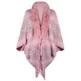 Drizzling Rainbow Striped Women's Tassel Cloak - Nioor