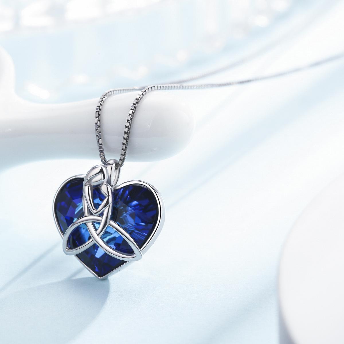 925 Sterling Silver Irish Celtic Knot Love Heart Pendant With Crystal Mother Jewelry - Nioor