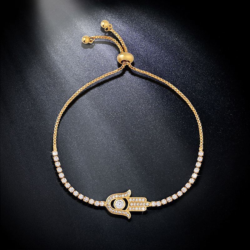 Minimalist Fatima Hand Set Zircon Bracelet