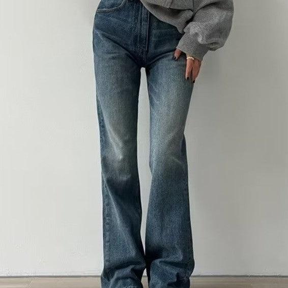 Large Size Retro Denim Bell-bottom Pants Women - Nioor