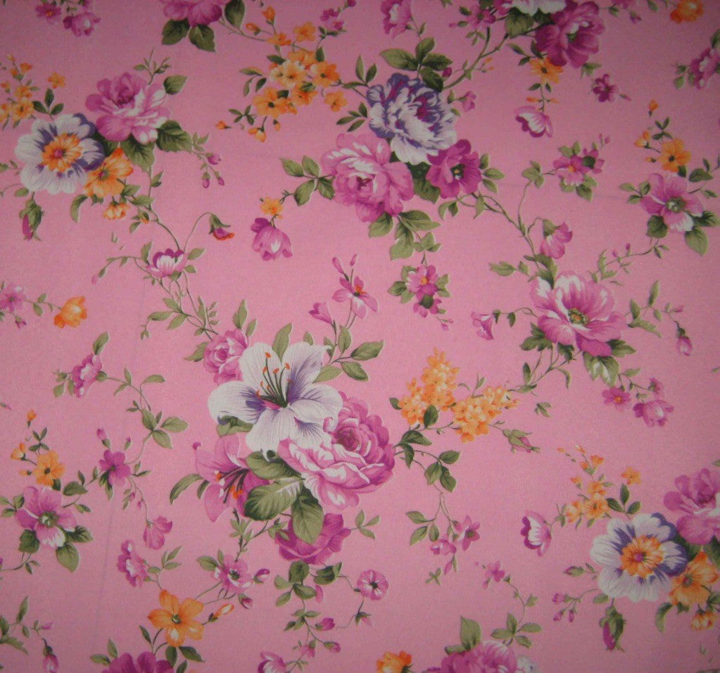 Four-color Peony Peach Skin Printed Polyester Fabric
