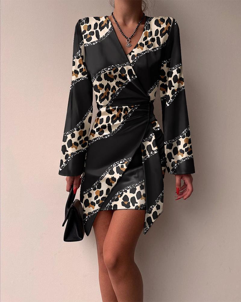 Women's Fashion Temperament Printed Long-sleeved Shirt Dress - Nioor