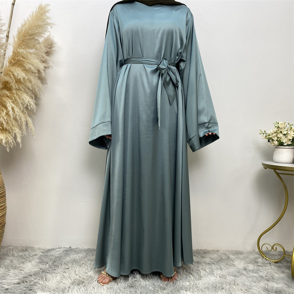 Women's Lace Up Satin Muslim Dress