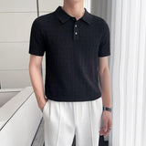 Men's New Young Business Jacquard Knitted Short-sleeved T-shirt - Nioor