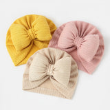 Baby Knitted Cotton Filling Big Bow Baby Sleeve Cap Boat Hat Children Tam-o'-shanter