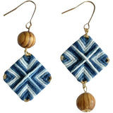 Bluedyed Plan-dyed Niche Designer Original Woven Diamond Asymmetric Earrings - Nioor