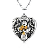 Sterling Silver Angel Cremation Mother Daughter Urn for Ashes Keepsake Memory Necklace - Nioor