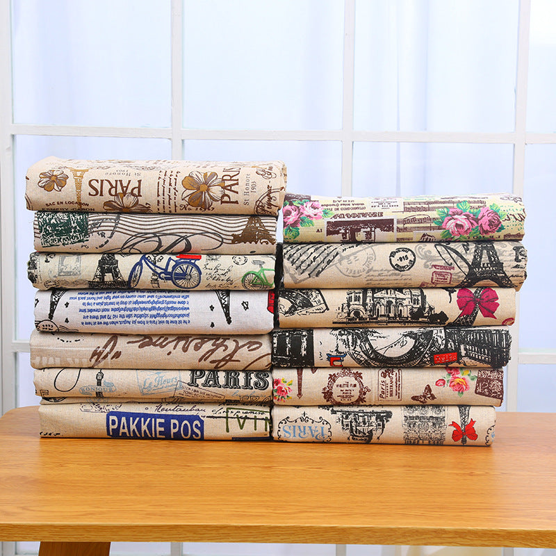 Cotton And Hemp Cloth Plant Tower Series Thickened Printed Fabric Storage Cloth
