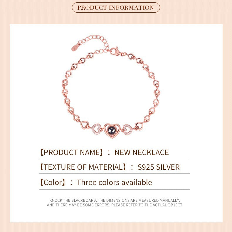 Love Projection All-match Fashion Zircon Heart-shaped HD Color Photo Bracelet