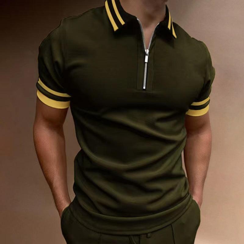 Zipper Stitching Men's Sports Polo Shirt - Nioor