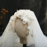 Vintage Beaded Lace Petal Headdress - Nioor