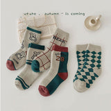 Children's Socks Thickened Warm Plaid Bear Children's Wool - Nioor