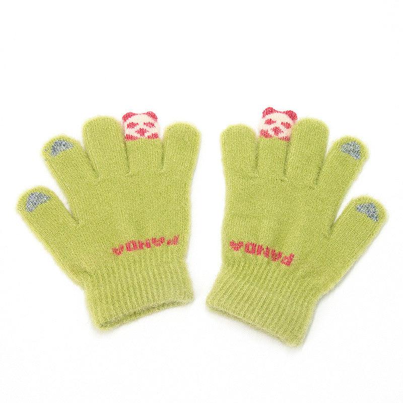 Plush Knitted Gloves With Fingertips For Women - Nioor