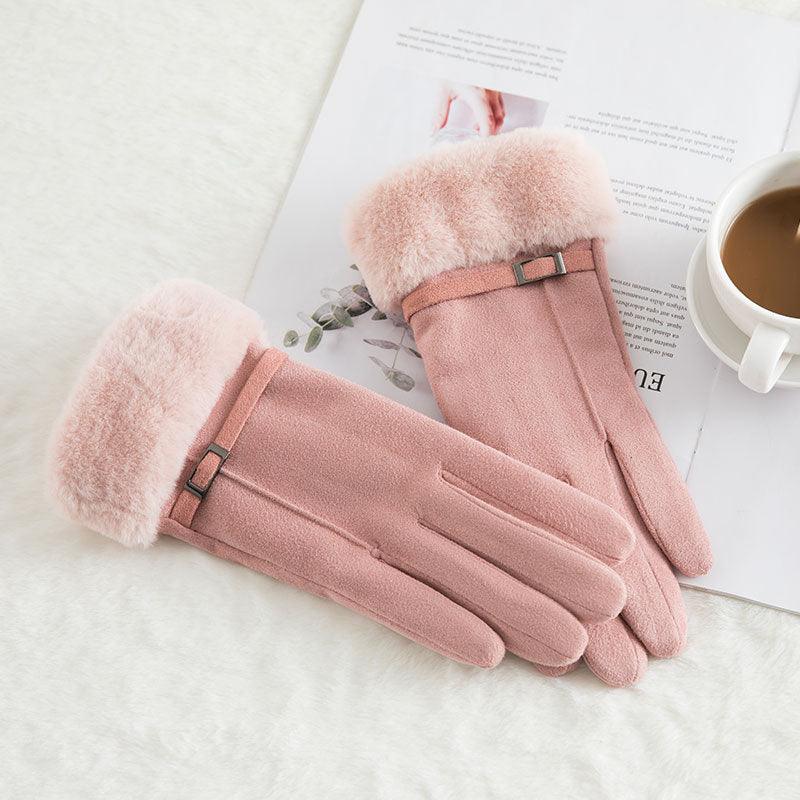 Thermal Gloves N915 Women's Winter Suede Double-layer Velvet Thickened - Nioor