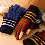 Fleece-lined Knitting Wool Cold-proof Gloves - Nioor