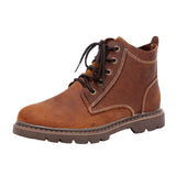 Vintage Men's Leather Boots Worke High-top Shoes