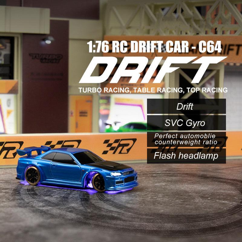 Turbo Racing 1vs76 C64 Drift RC Car With Gyro Radio Full Proportional Remote Control Toys RTR Kit For Kids And Adults - Nioor