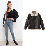 Trendy Motorcycle Style Fashion Lapel Plus Fleece Jacket - Nioor