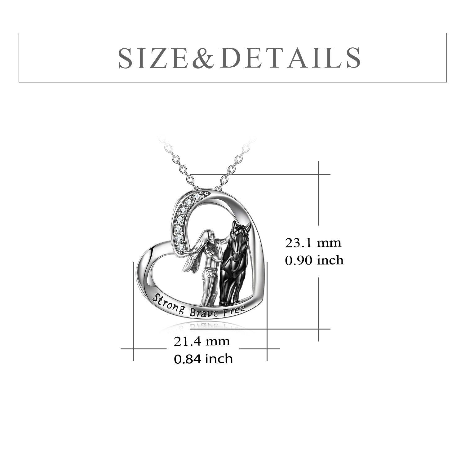 Sterling Silver Horse and Girl Pendant Necklace for Girls Women - Nioor