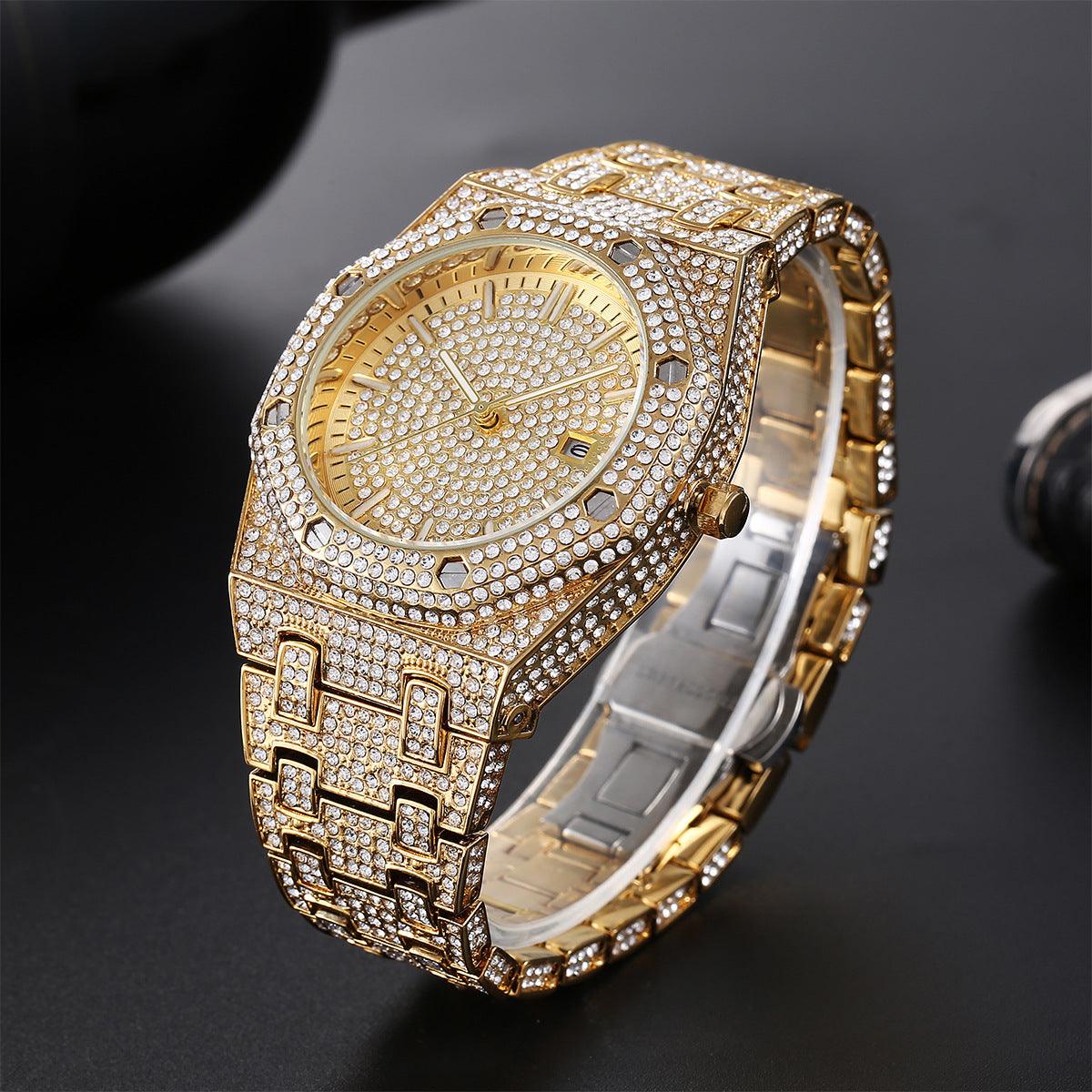 Fashion Rap Ice Hip Hop Full Diamond Large Dial Quartz Men's Watch - Nioor