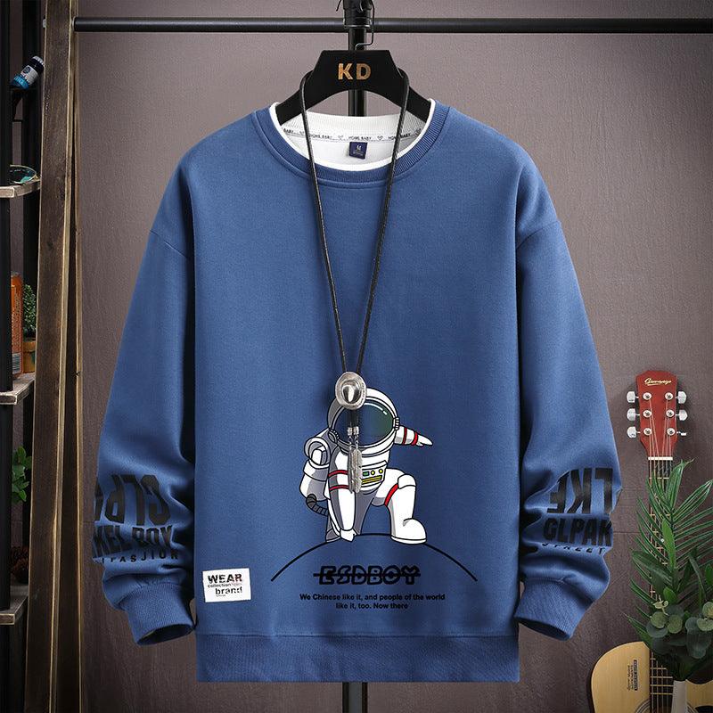 English Round Neck Spaceman Sweater Men's Loose Casual - Nioor