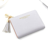 Short Style Women's Zipper Purse Solid Color Tassel Simple