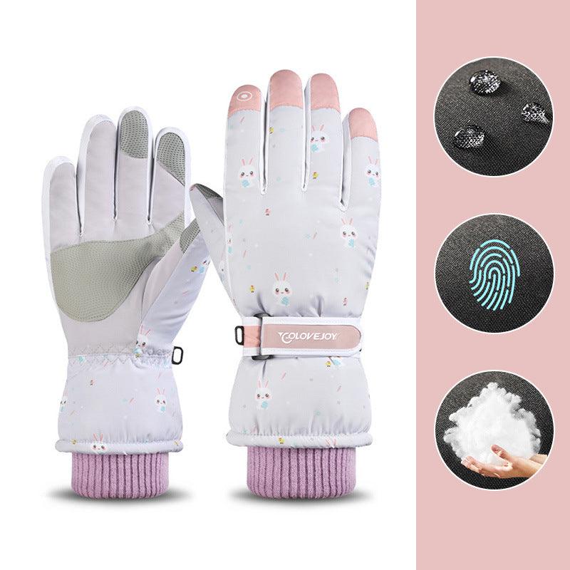 Snowflake Cartoon Print Gloves Winter Touchscreen Waterproof Windproof Warm Gloves For Cycling Fishing Skiing - Nioor