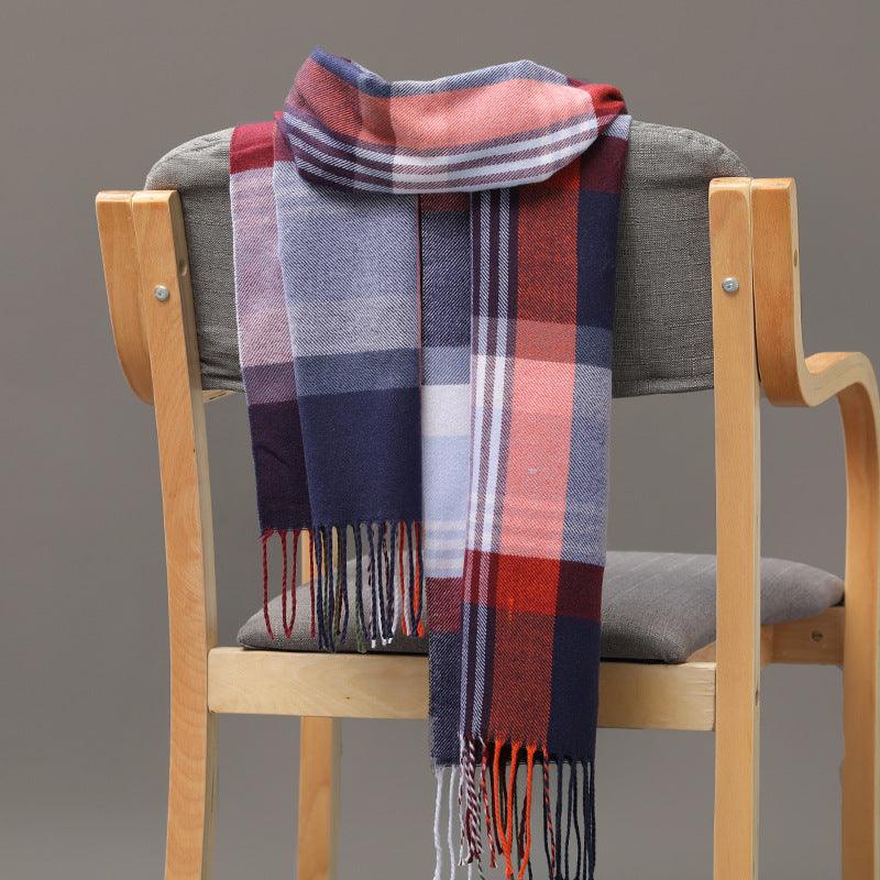 British Plaid Imitation Cashmere Tassels Couple Parent-child Men's Scarf - Nioor