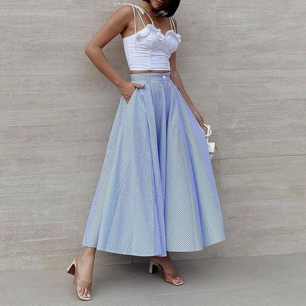 Women's Fashion Summer Stripes Long Dress - Nioor